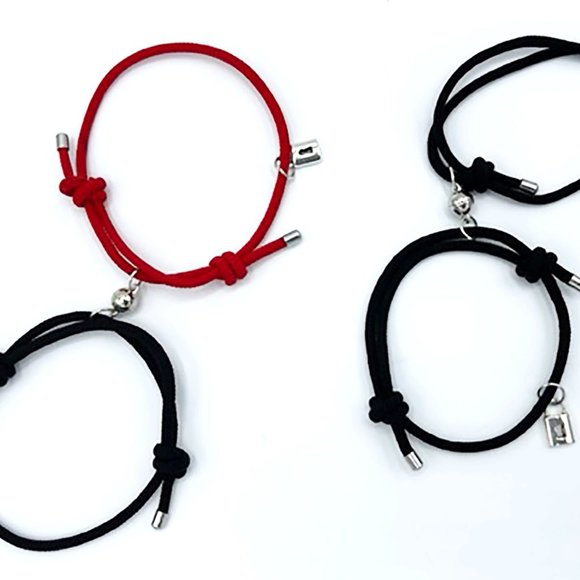 Matching Magnetic Charm Bracelet, Friendship Bracelet, Lock and Key Charm Brace - Picture 1 of 5